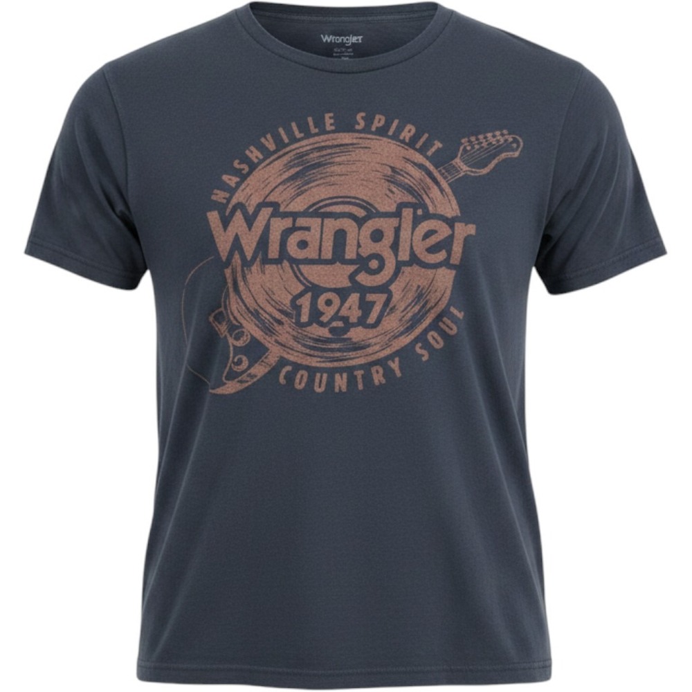 Wrangler Mens Nashville Spirit Country Soul Graphic T-Shirt Navy Blue Size 1X